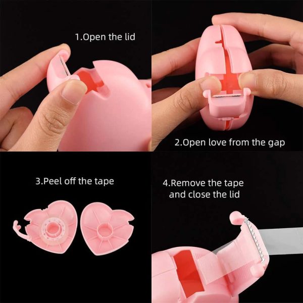 Pink Heart Shaped Tape Dispenser for Eyelash Extensions
