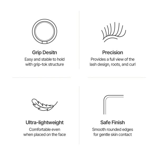 Professional lash extension tool providing root line visibility and symmetry checks