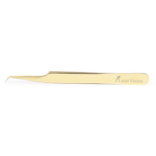 45° Angle Curved-Tip Tweezers (12cm with 5mm tip) - Gold