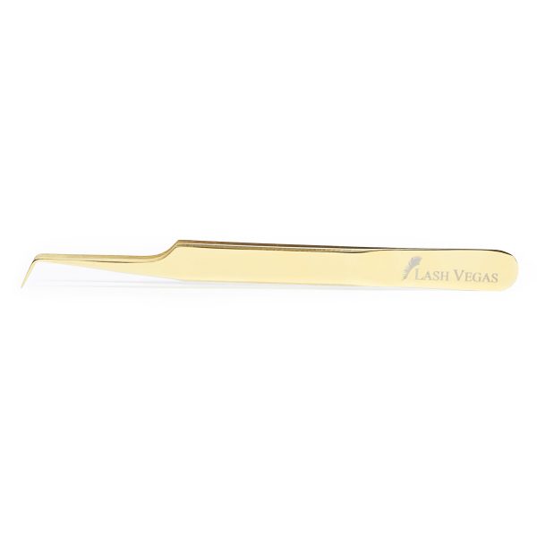 90° Angle Curved-Tip Tweezers (12cm with 7mm tip) - Gold