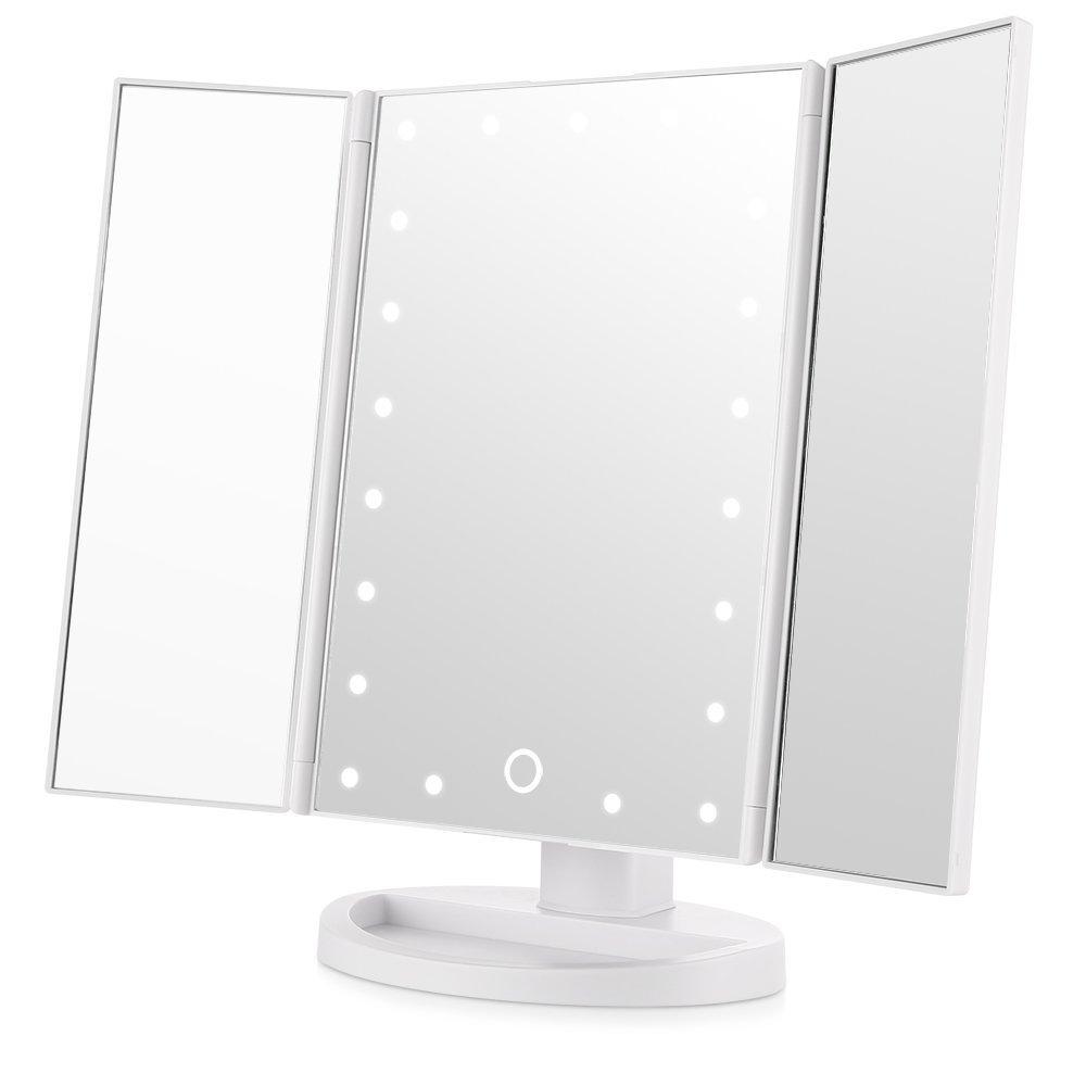 Vanity Make-Up Mirror Tri-Fold with 21 LED Lights (Rose Gold)